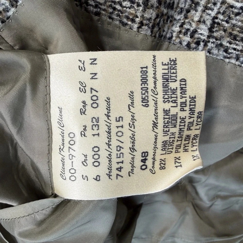 Baldessarini Tweed White Black‎ Brown Lined Wool Blazer Glen Plaid 48 Italy